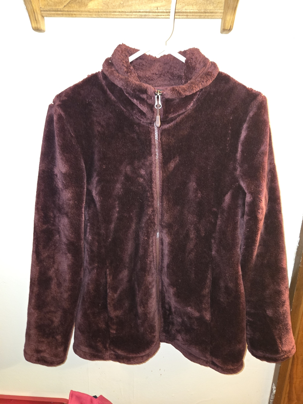 32 Degrees Plush Zip-Up Puffer Jacket in Deep Wine So Warm